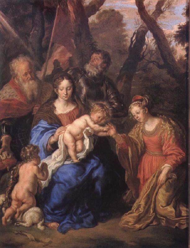 SANDRART, Joachim von The mystic marriage of St Catherine with SS Leopold and William oil painting image